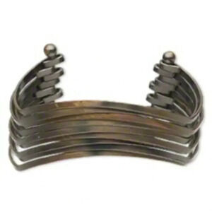 Antiqued Brass Grunge Steel Geometric Wavy 9-Band Cuff Bracelet